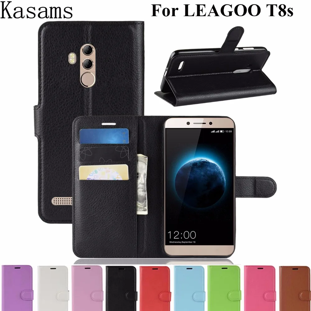 Чехлы-портмоне с откидной крышкой для LEAGOO T8s 5 дюйма 2018 кожаный чехол мобильного