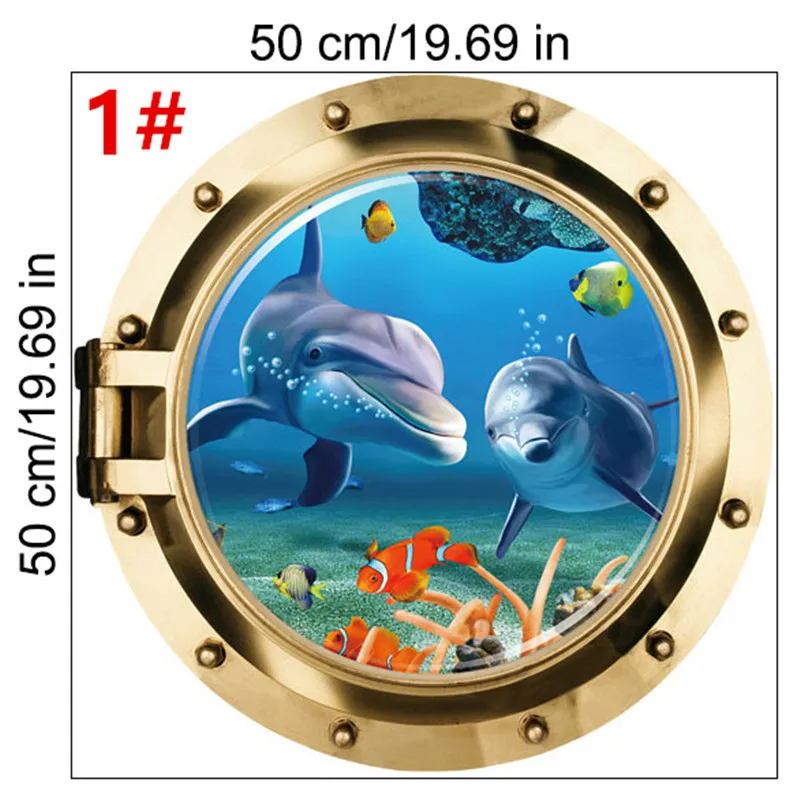 like the picture Si Di Ke 3d подводная лодка Иллюминатор Настенные наклейки для детской комнаты детская игровая комната Акула Медуза черепаха животные наклейки Фреска - Цвет: like the picture
