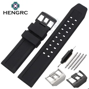 Силиконовый ремешок для часов, 23 мм, мужские спортивные водонепроницаемые черные ремешки для часов для аксессуаров Luminox, черная серебристая пряжка из нержавеющей стали