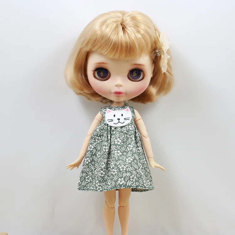 Одежда DBS для шарнирной куклы Blyth icy 1/6 сарафан с шарнирным принтом платье заколкой