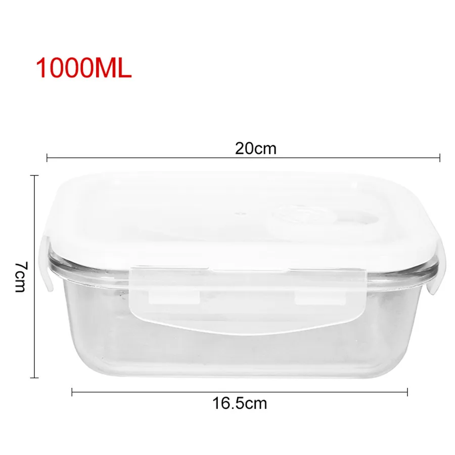 1000ml Портативный Стеклянный Ланч-бокс, контейнер для еды, нетоксичный, термостойкий, для супа, коробка для хранения, для микроволновой печи, для пикника, для хранения, кухонный инструмент - Цвет: 1000ml