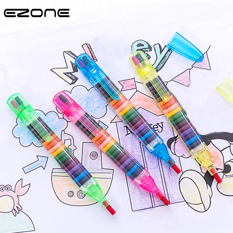 EZONE, 1 шт., цветные, 20 цветов, масляные краски, ручки Cratons Stacker, карандаши для рисования, художественная краска, подарок для детей, масляная пастель
