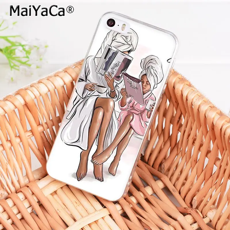 MaiYaCa, черный, коричневый цвет, волосы для мамы, дочки, папы, высокое качество, чехол для телефона, для iPhone 8, 7, 6, 6S Plus, X, XS, MAX, 5, 5S, SE, XR, 10, чехол