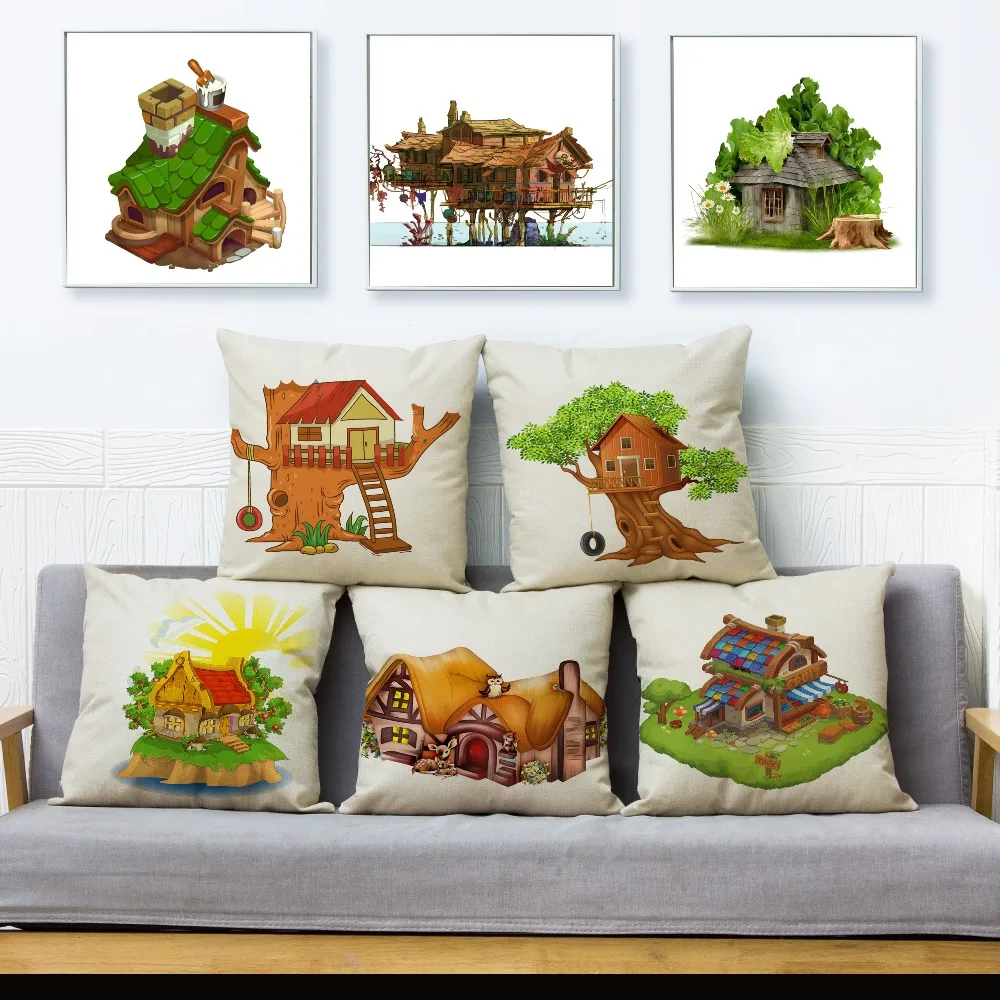 

Милый чехол в мультяшной рамке для дивана, домашняя подушка, чехол, декоративная детская декоративная подушка геометрической формы, Чехол 45...