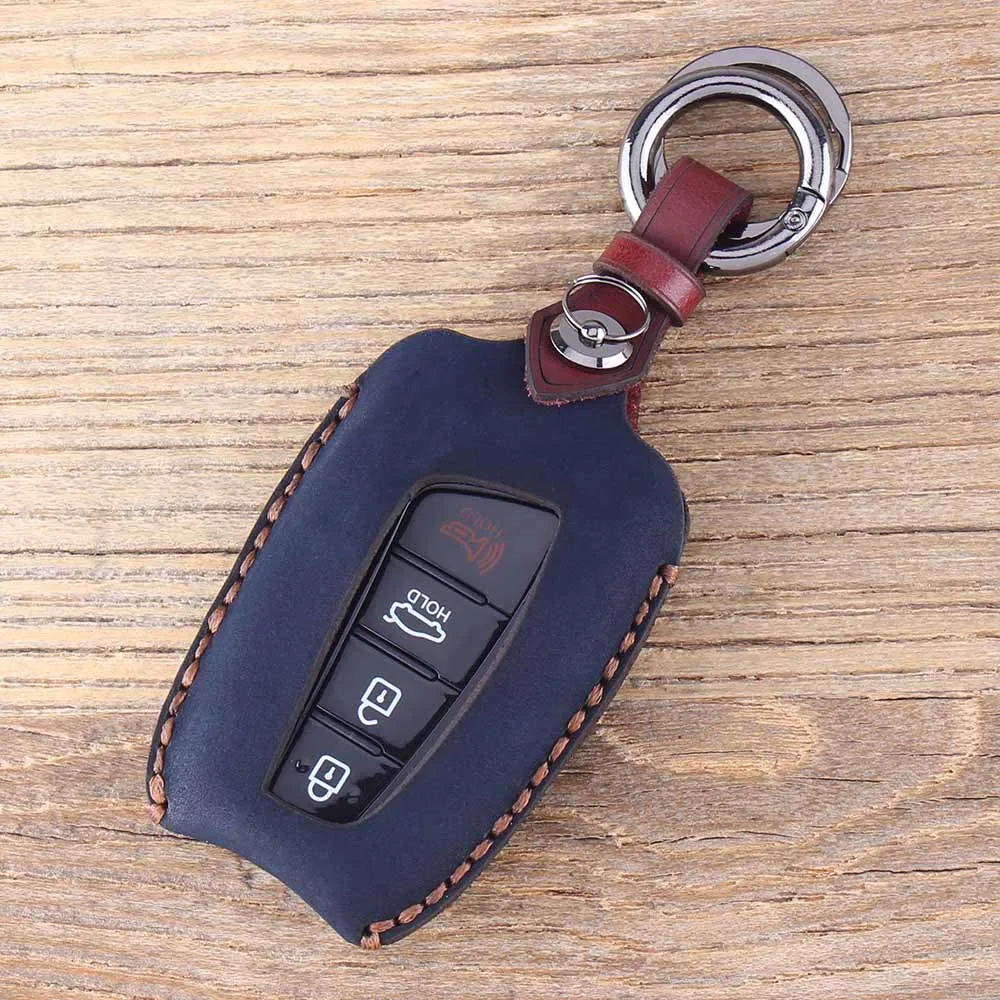color 2 Чехол для ключей KEYYOU, 4 кнопки для hyundai Genesis Santa Fe Equus Azera, натуральная кожа, чехол для ключей, брелок - Название цвета: color 2