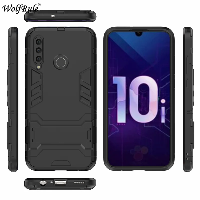 DarkBlack Чехол для huawei Honor 10i, чехол 6,21 дюйма, противоударный резиновый силиконовый защитный жесткий чехол для huawei Honor 10i, чехол для Honor 10i HRY-LX1T - Цвет: DarkBlack