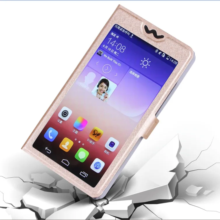 Чехол-подставка для телефона из искусственной кожи с окошком Prestigio Wize OK3 NK3 NV3 N3