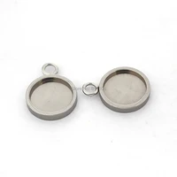stainless steel 10mm 11mm round bezel with a loop strong pendant blanks resin cameo cabochons bases diy jewelry making supplies