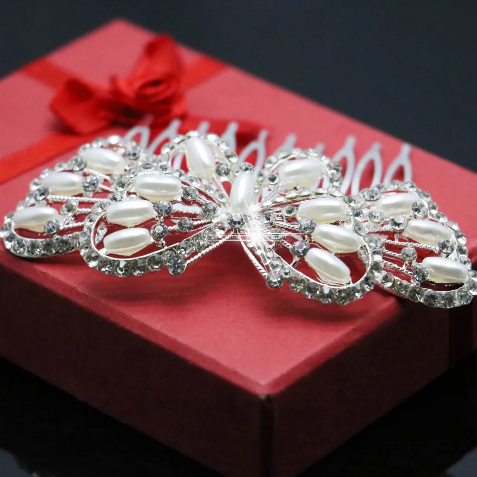 Новинка заколка для волос в виде бабочки с кристаллами головной убор бантом