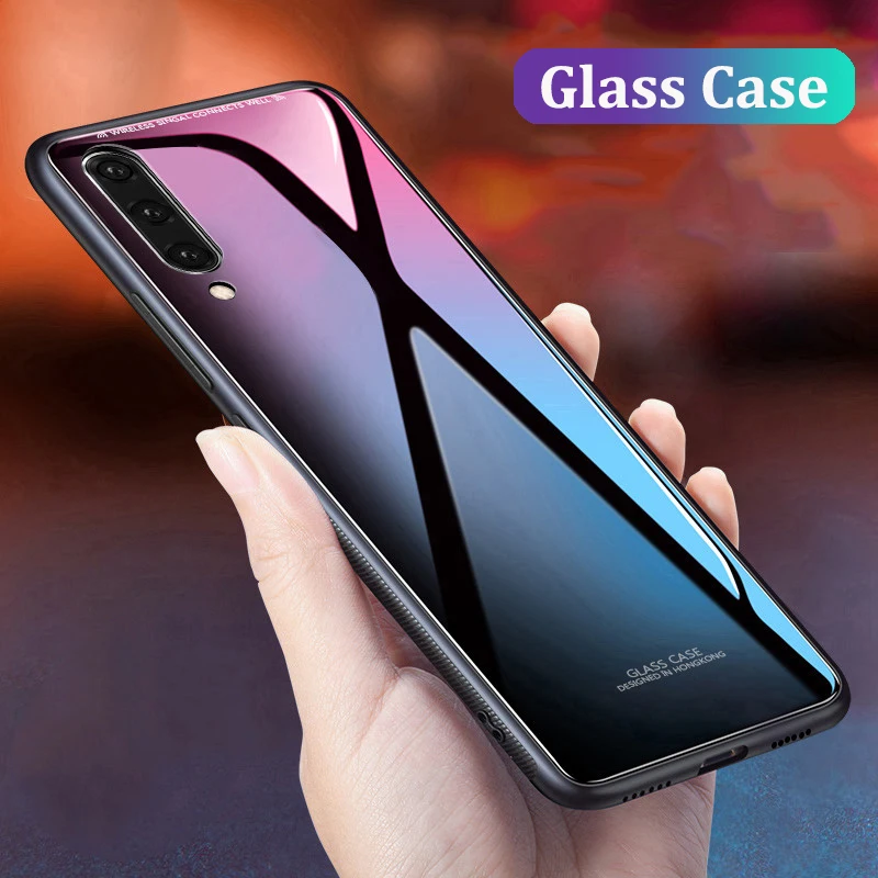 Чехол GFAITH для Samsung A50 глянцевое закаленное стекло силиконовая рамка жесткая