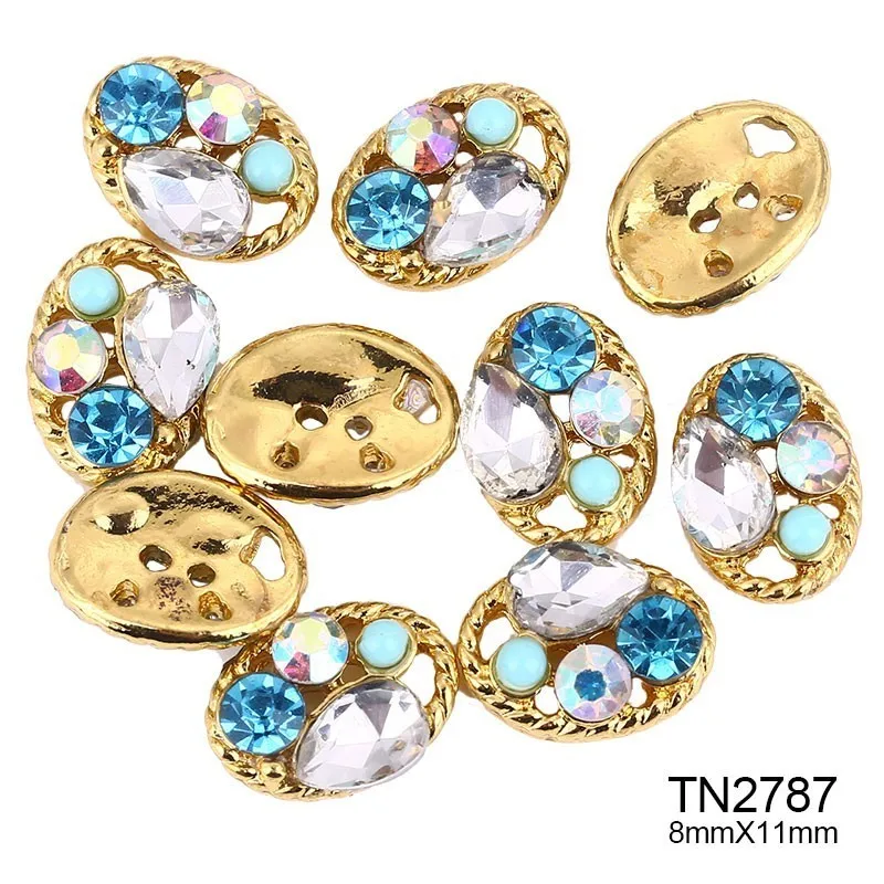 TN2787 Blueness 10 шт. 3D металлический сплав украшения для ногтей красочные Шарм блестящие украшения Украшение для ногтей горный хрусталь аксессуары - Цвет: TN2787
