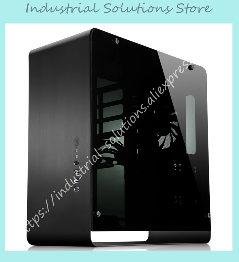 Новый чехол для компьютера UMX4 черный ATX алюминий закаленное стекло боковая