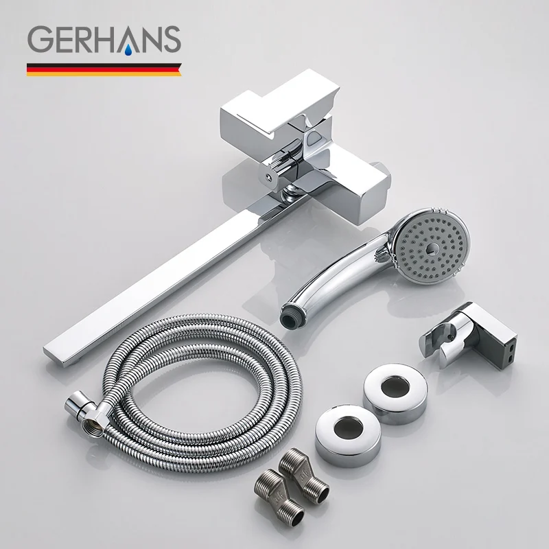 GERHANS Leometric смеситель для ванной воды настенный массажный душа квадратный Длинный