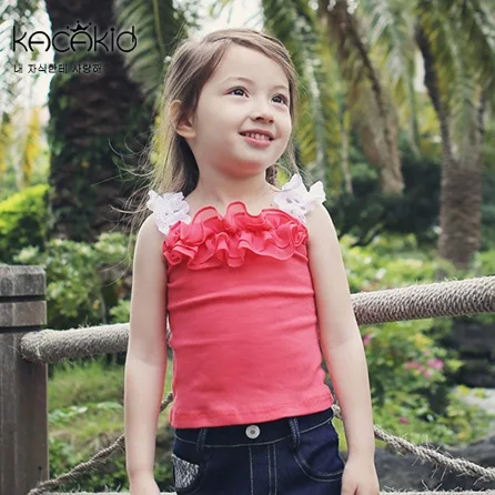 Детская хлопковая рубашка без рукавов с цветочным принтом|children girl shirts|girls shirtscute