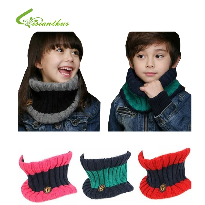 Детский шарф из хлопка и шерсти сезон осень-зима теплые вязаные шарфы с круглым
