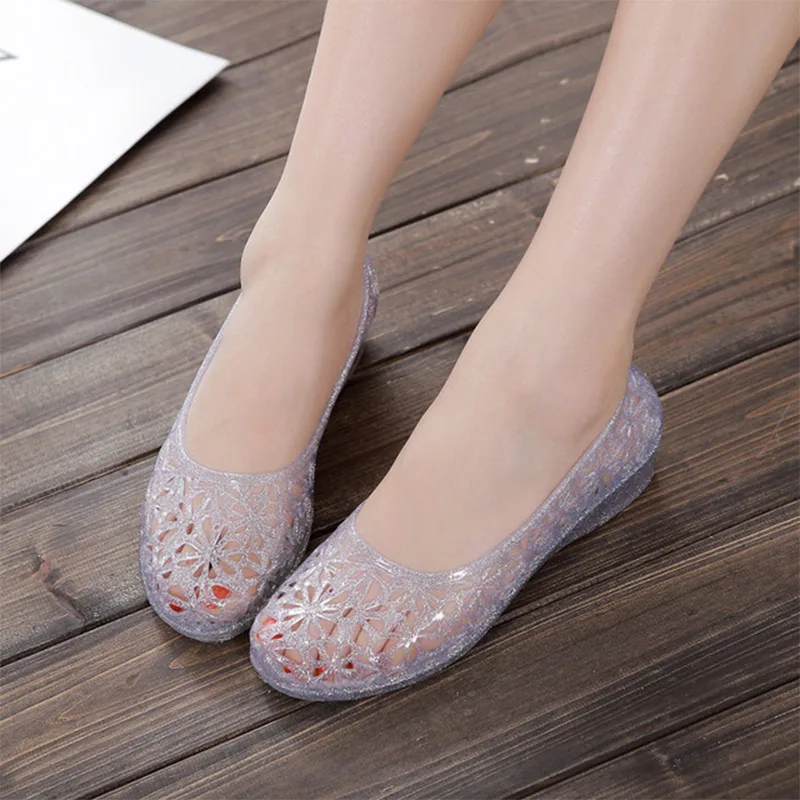 Сандалии-желе женские с перфорацией мягкие удобные лоферы без застежки