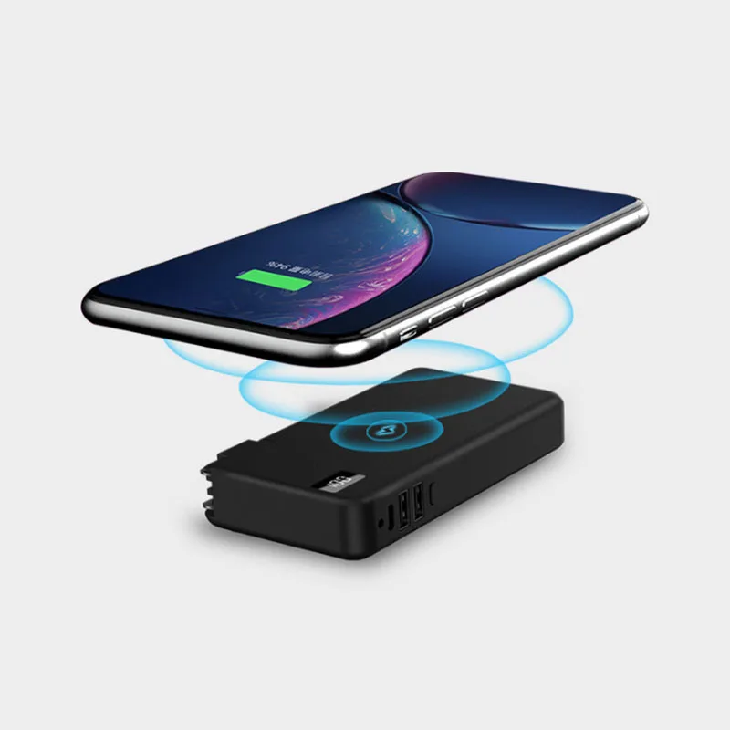 Беспроводное зарядное устройство qi внешний аккумулятор на 10000 мАч сетевое usb Type C