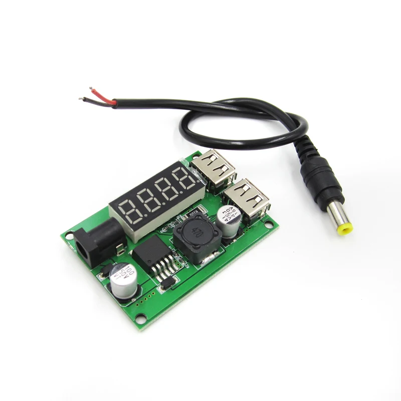 Двойной USB DC-DC 12В/24В/36В до 5В 3а понижающий преобразователь вольтметр модуль макс.