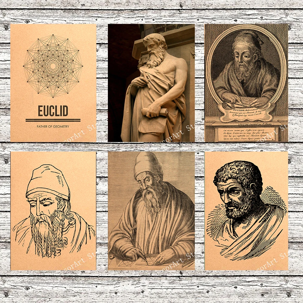 Ancient Greece Euclid Mathematician Canvas Painting Vintage Wall Picture Kraft Poster Coated Sticker Home Decoration Gift | Дом и сад