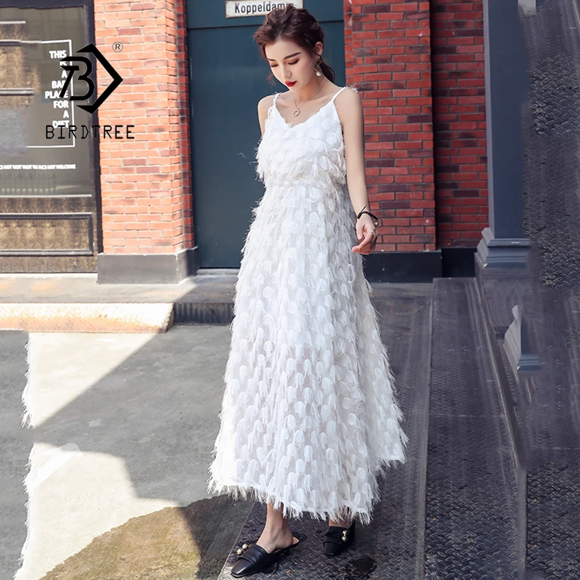 Новое летнее женское платье с v-образным вырезом без рукавов перьями и кисточками
