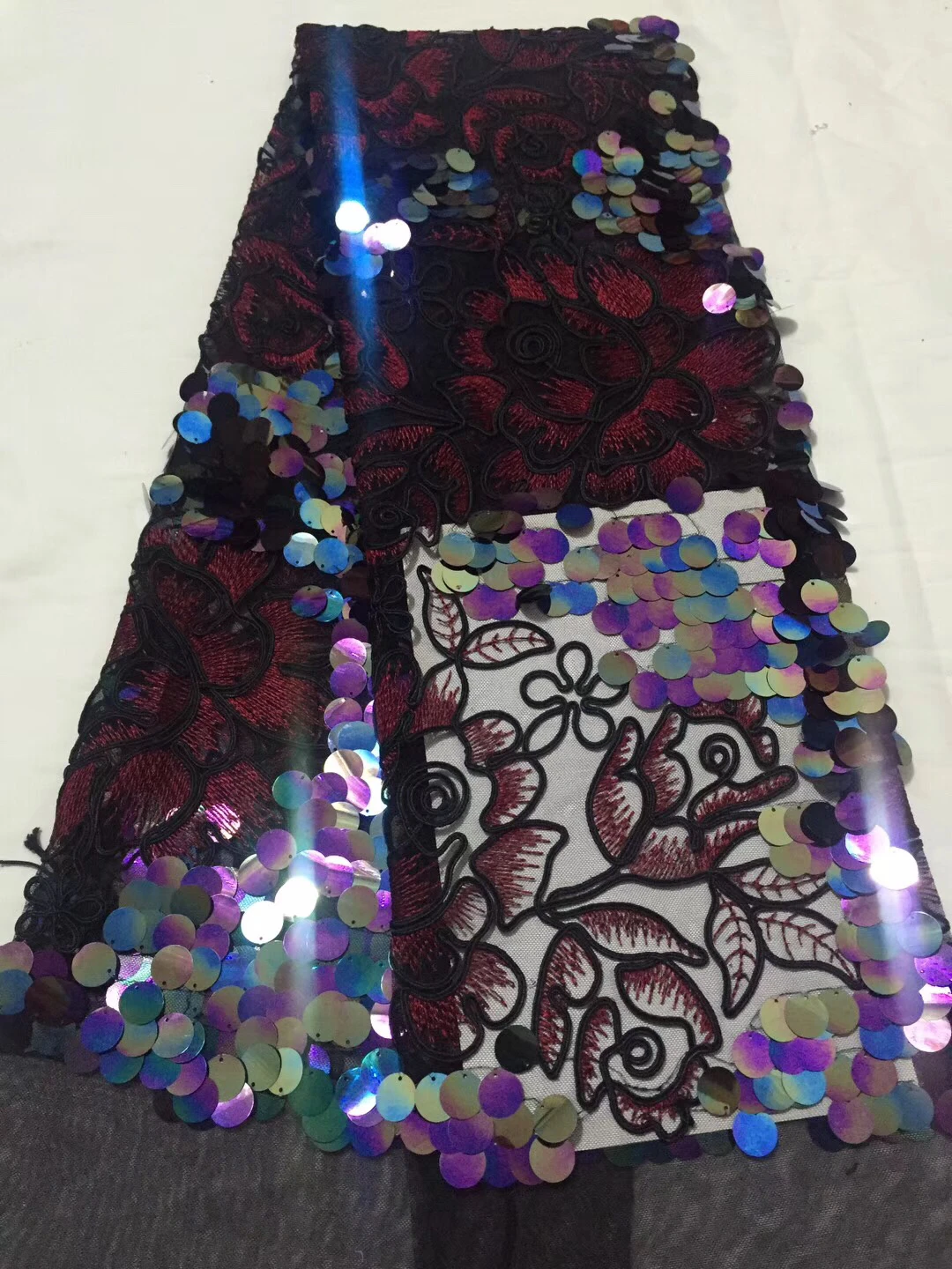 Nigerian French lace fabric latest golden African embroidery luxury sequin 5yard wedding | Дом и сад