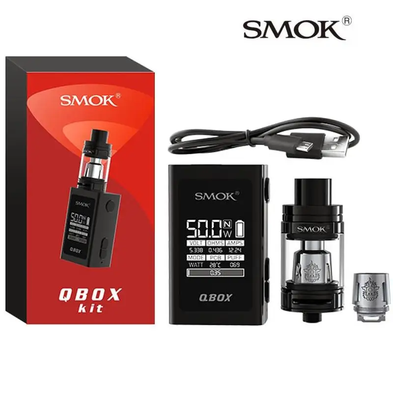Оригинальный 50 Вт SMOK QBOX TC комплект с 3 мл Smok TFV8 маленьких зверь бак и поле MOD