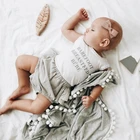 Простые мягкие элегантные детские мягкие муслиновые пеленки одеяла с помпоном пеленка для новорожденных реквизит для фотосъемки
