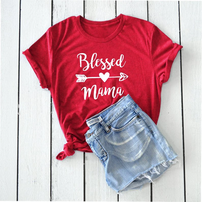 Футболка с надписью Blessed Mama стрелы сердце мама забавная harajuku гранж винтажный Топ