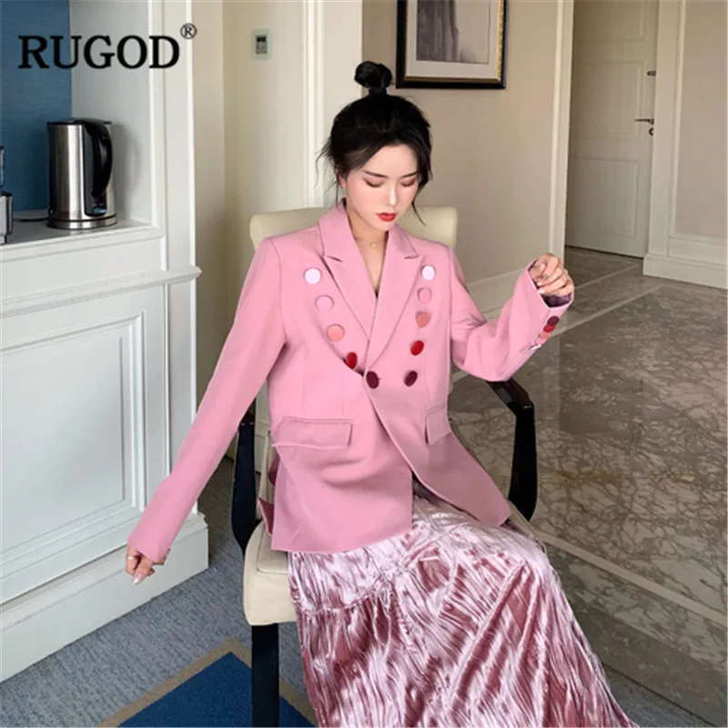 RUGOD/модные женские костюмы пальто и платье однотонные с бусинами свободные