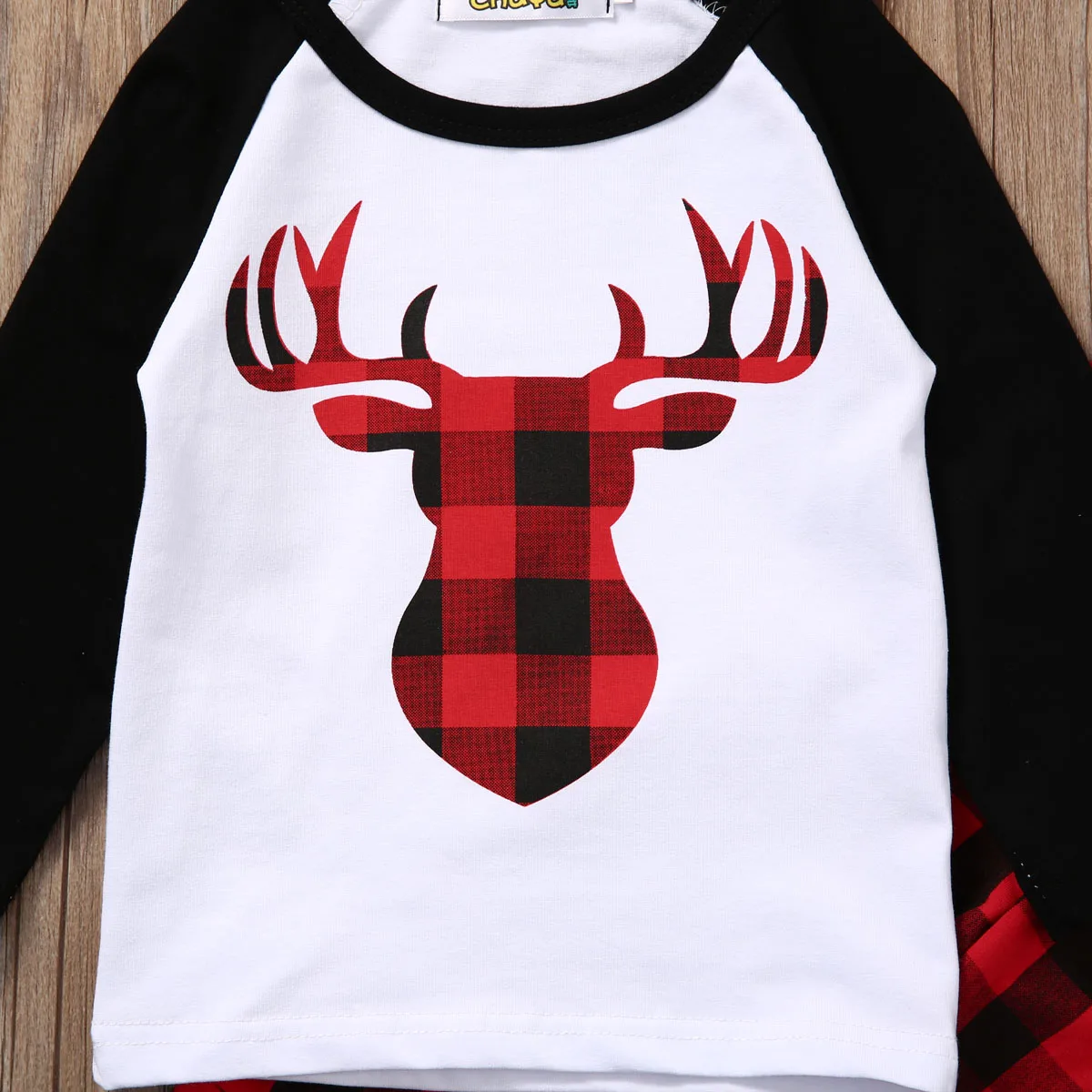 2019 Baby Boy Girl Clothes Set 2PC baby Deer Top T-shirt Red Plaid Pant Outfit k Giyim Tracksuit | Детская одежда и обувь