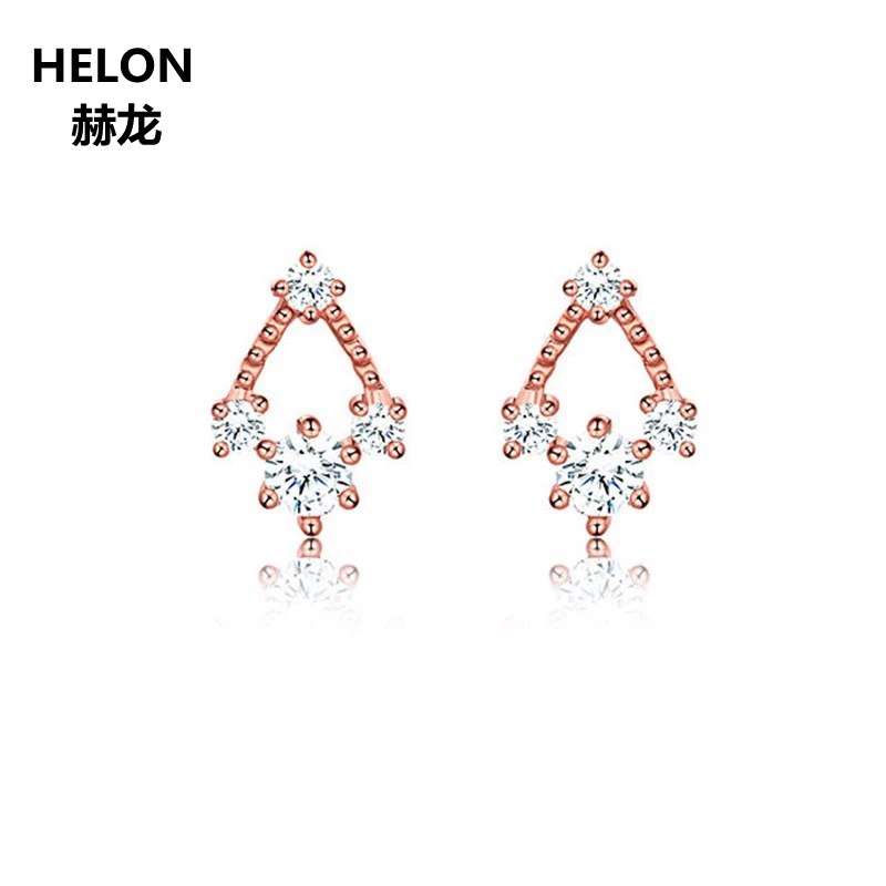 

Solid 18k Rose Gold Women Stud Earrings AAA Graded Cubic Zirconia CZ Earrings Anniversary Engagement Wedding Party Fine Jewelry