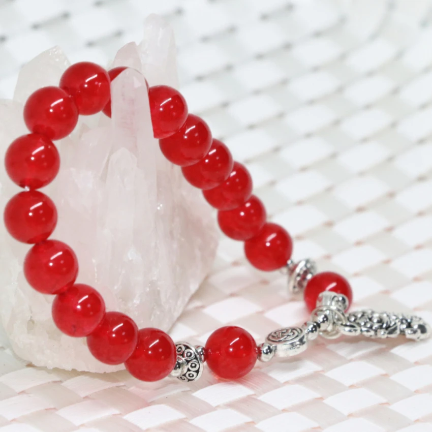 Factory Outlet Тибет серебро Цвет аксессуары натуральный красный нефриты chalecdony камень 8