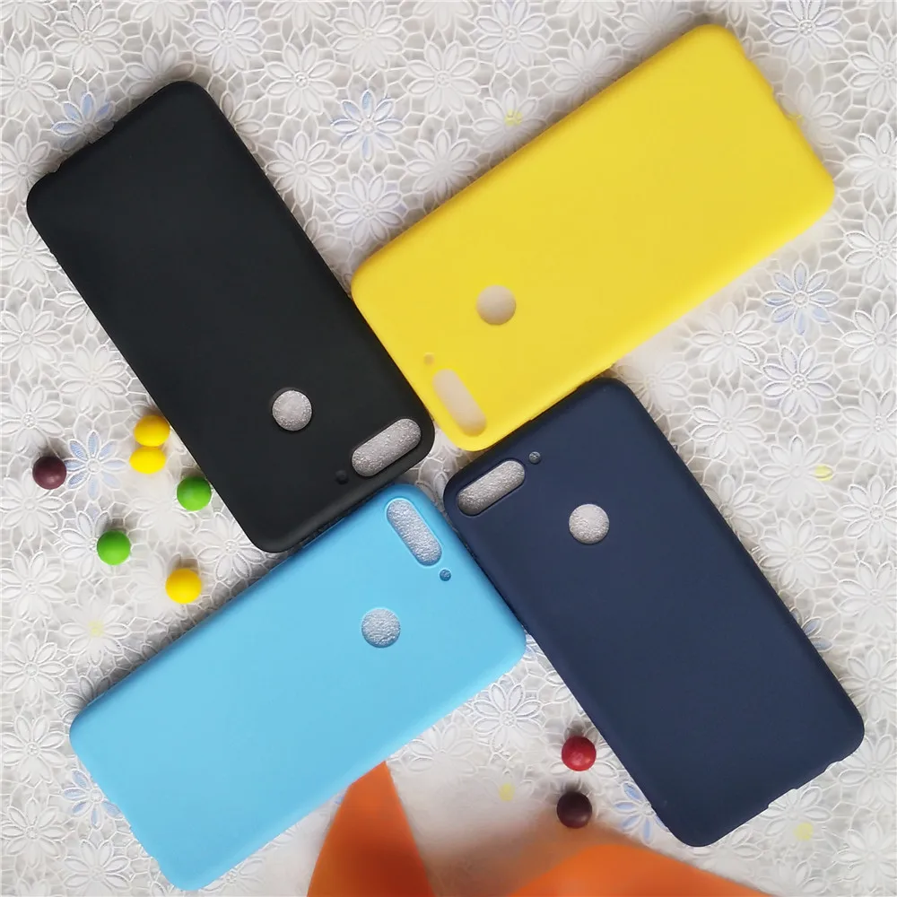 Силиконовый матовый чехол Макарон Для Huawei Honor Y7 Prime 2018 Enjoy 8 яркий высокого