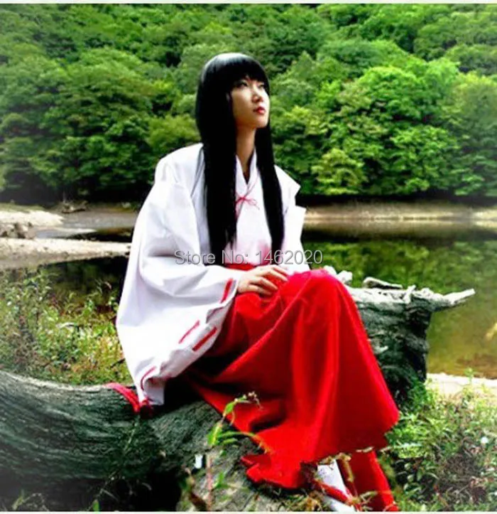Аниме Inuyasha kiyo кимоно Косплей Костюм Полный комплект Рождественский подарок представление костюм Размер s m l xl