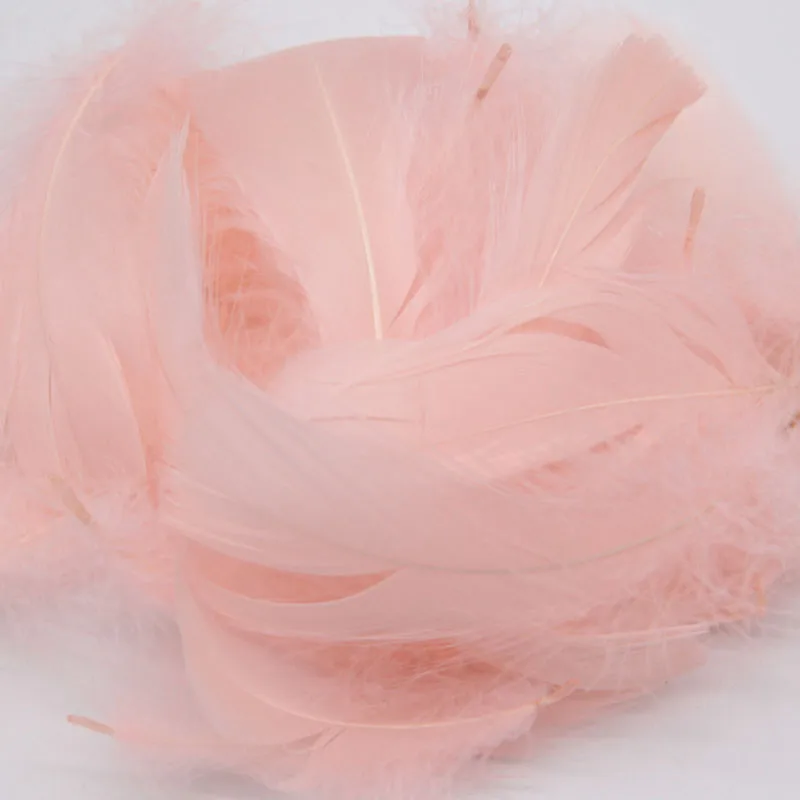 Light pink Натуральные гусиные перья 8-12 см, цветные плавающие перья для рукоделия, головной убор, сделай сам, ювелирный материал, аксессуары, 100 шт - Цвет: Light pink