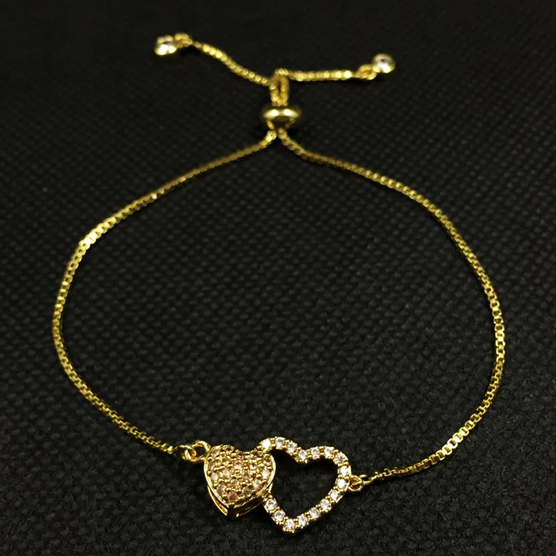 

Pohier Heart By Heart Bracelet Women Lovers Gold Color Adjustable Chain CZ Zircon Crystal Love Crystal Bracelets Jewelry
