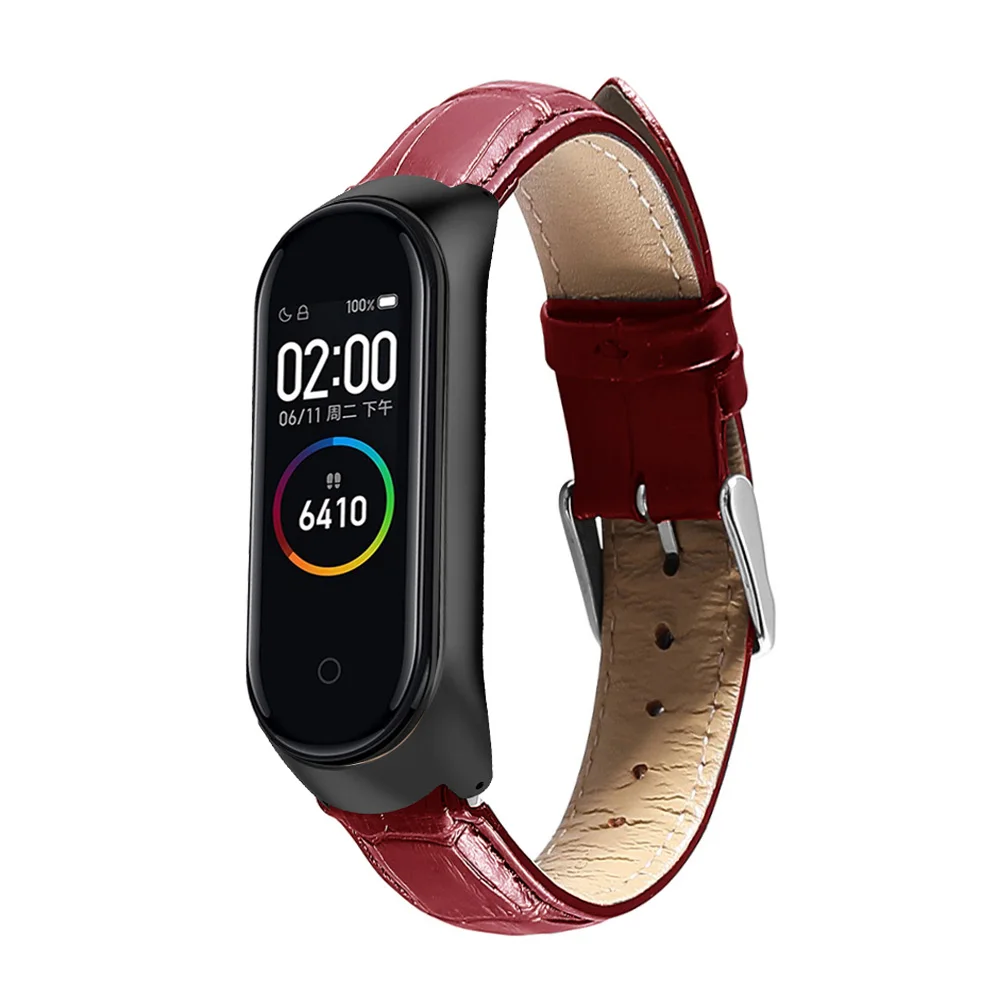 Браслет для xiaomi mi Band 4 спортивный ремешок часы кожаный ремешок для xiaomi mi band 4 браслет mi band 4 ремешок - Цвет ремешка: Black-Red