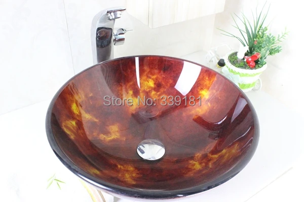Tempered Glass Vessel Sink With Hot And Cold Faucet Set N-366 | Обустройство дома