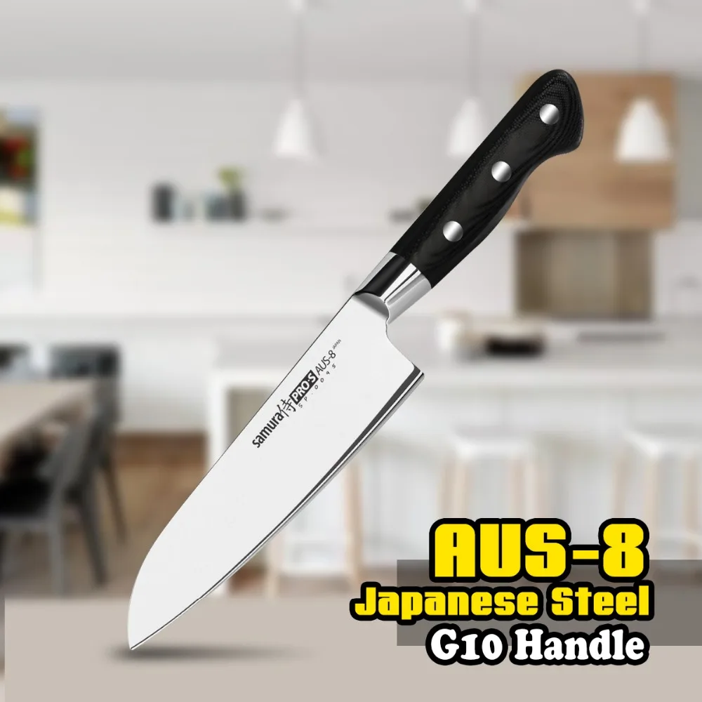 Бесплатная доставка 7 дюймовый нож Santoku для шеф повара японский из нержавеющей