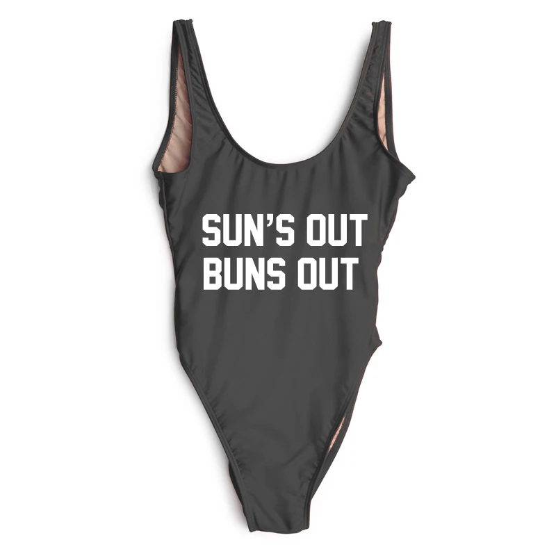 Стринги SUN'S OUT BUNS с буквенным принтом Купальник для женщин большие размеры