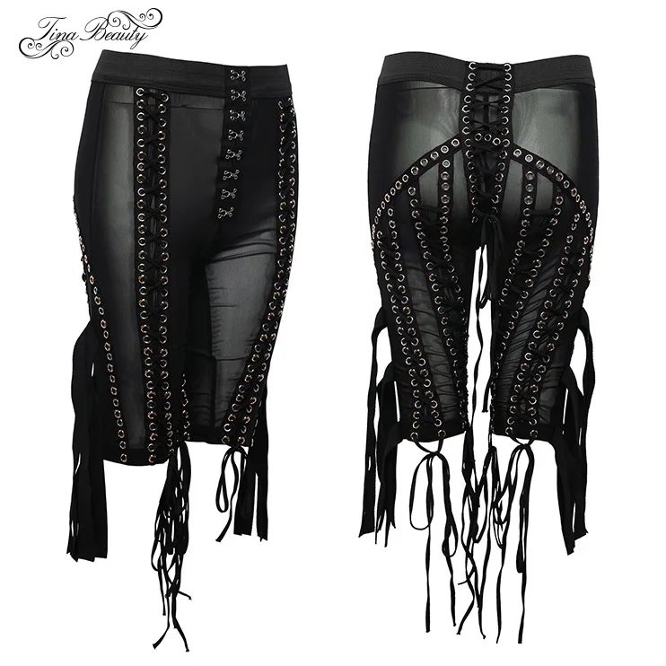 Premium Black Pants Tina beauty Cardi B комплект из 2 предметов, штаны, блейзер с открытой спиной, длина до колена, с кисточками, v-образный вырез, сексуальный сетчатый, с длинным рукавом, на шнуровке, украшенный пряжкой - Цвет: Premium Black Pants