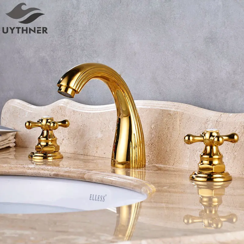Uythner Большая скидка 3 шт. Новый дугообразный смеситель для раковины двойной