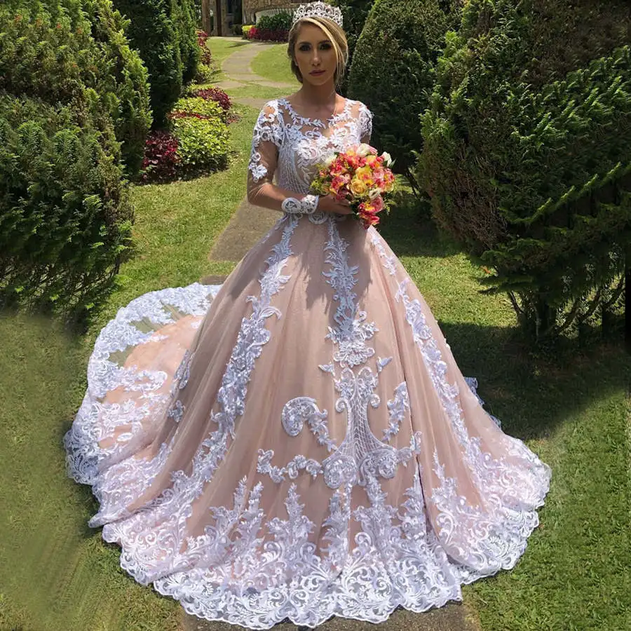 Бальное Платье Vestidos de Noiva свадебное платье с кружевной аппликацией пышное из тюля