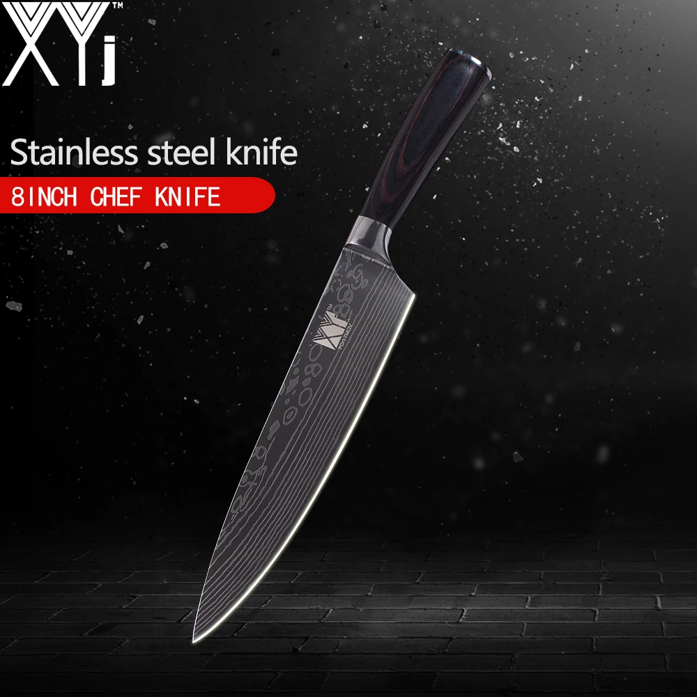 XYj одиночный нож из нержавеющей стали 3 5 7 8 дюймов кухонный с красивым рисунком