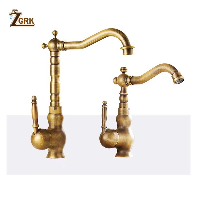 zgrk bathroom faucet accessories antique brass kitchen faucet 360 swivel bathroom basin sink mixer tap crane free global shipping