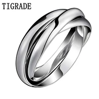 multi layer stainless steel ring women high polished silver color dome interlocked rolling wedding band cross cocktail ring