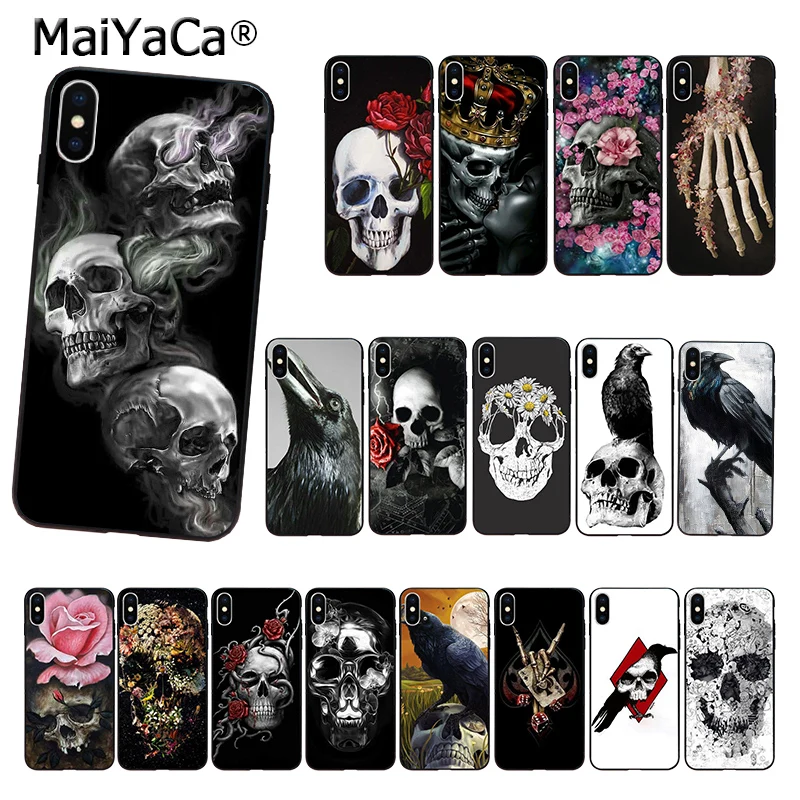 

MaiYaCa Flower Deer Skull Floral Raven phone Case for iphone 13 SE 2020 11 pro 55s XS 66S 7 8 10 X plus XR XS MAX