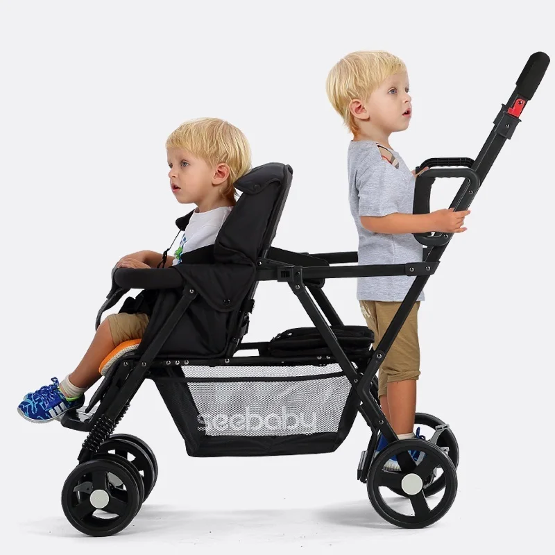 Seebaby Fold Twins детская коляска, двойная коляска, два сиденья, может стоить/сидеть, подходит для новорожденных, детская коляска