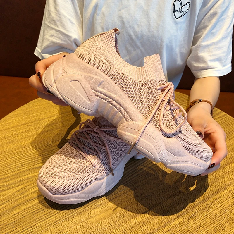 Mesh breathable hollow casual running shoes women's thick-soled versatile net red super fire outdoor walking women | Обувь