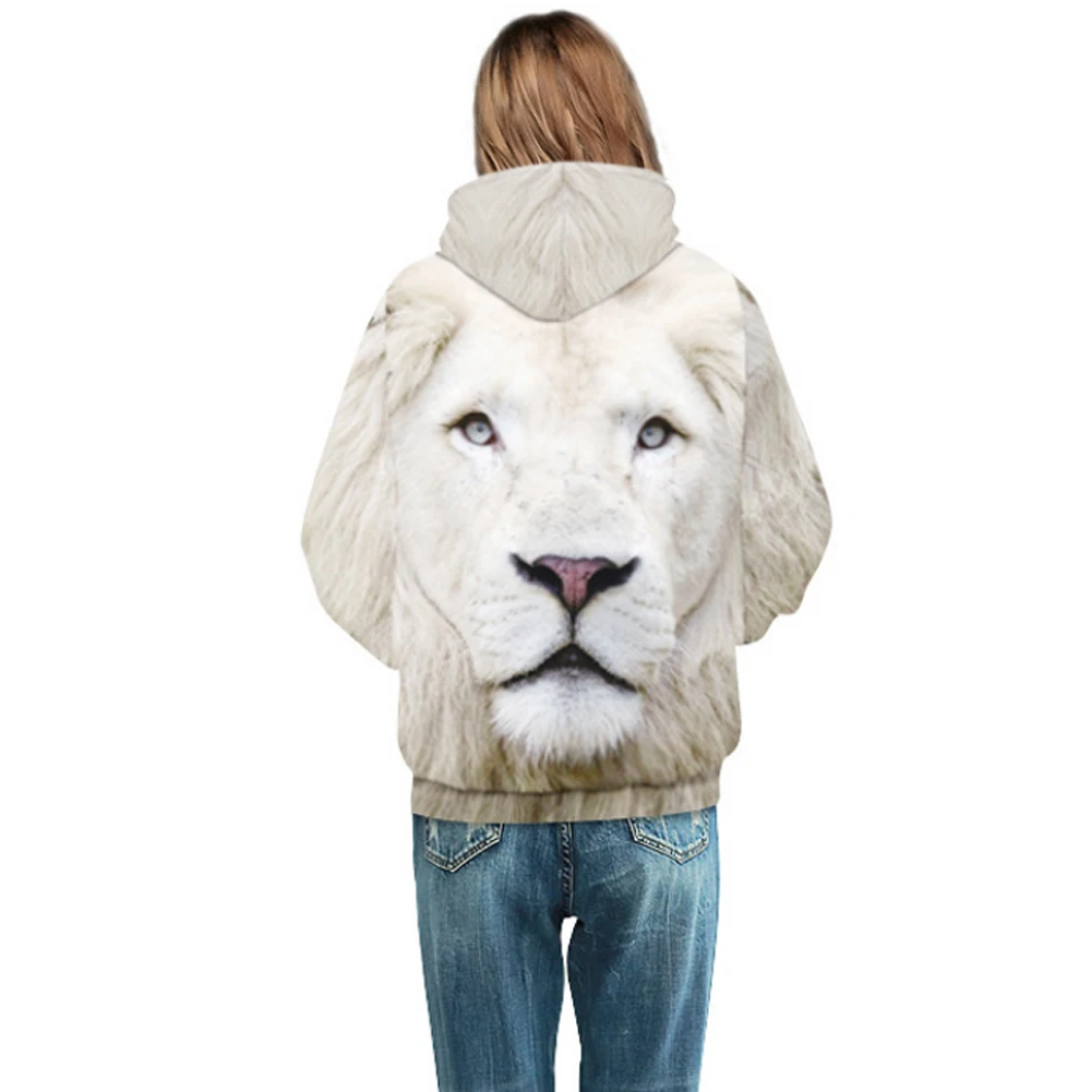 Mens Hoodies Funny 3D Tiger Lion Print Animals Sweatshirt Casual Loose Pocket Long Sleeve Winter Men Hoodies Unisex Pullovers